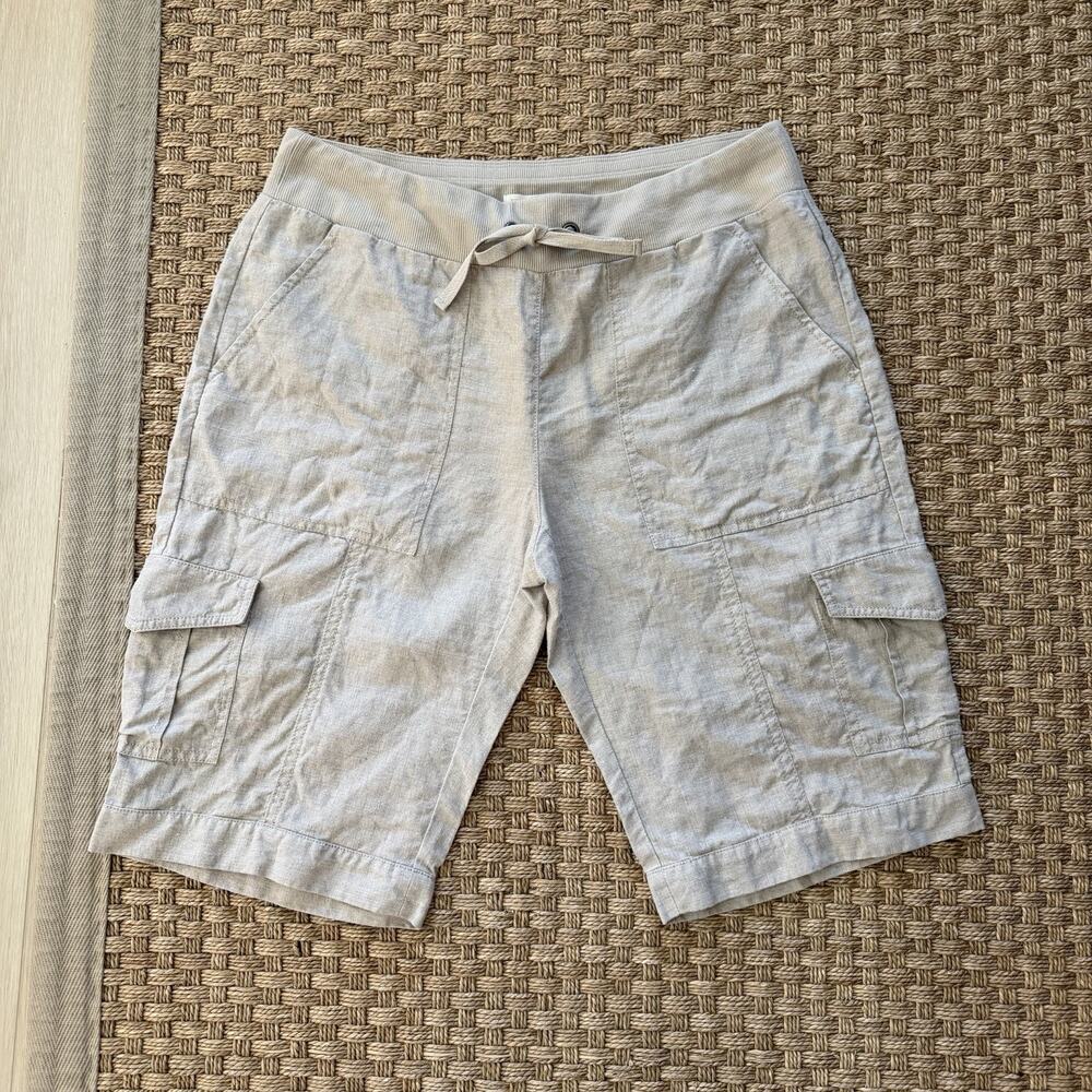 Eileen Fisher Women’s 100% Organic Linen Beige Bermuda Shorts Size S/P